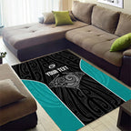 Custom New Zealand Stingray Oztag Area Rug Tag Rugby Maori Pattern Black Version