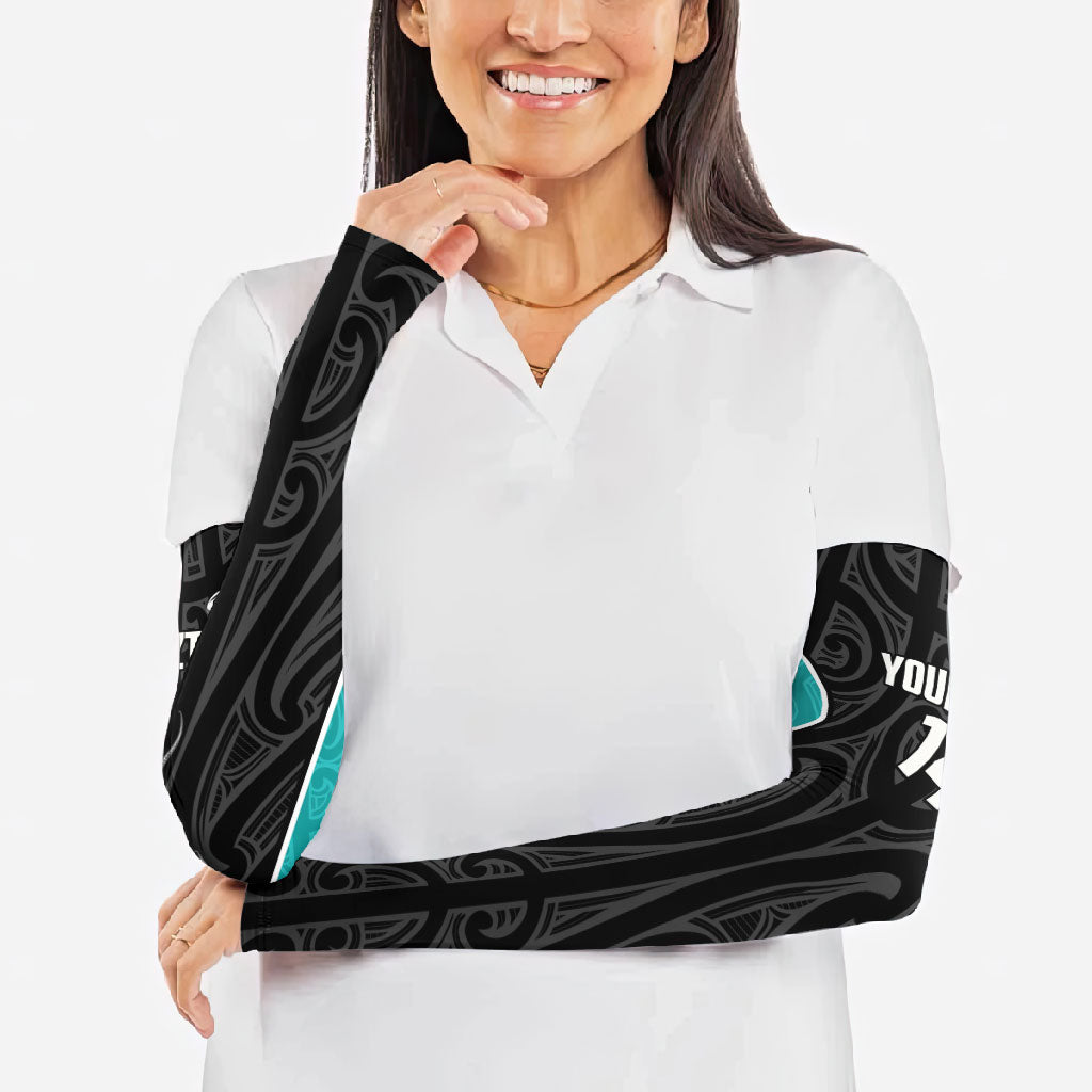 Custom New Zealand Stingray Oztag Arm Sleeves Tag Rugby Maori Pattern Black Version
