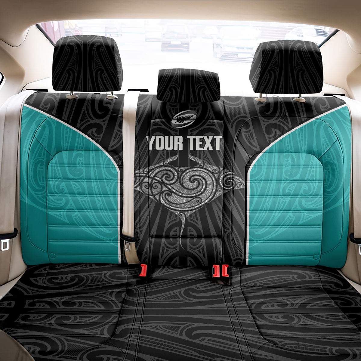 Custom New Zealand Stingray Oztag Back Car Seat Cover Tag Rugby Maori Pattern Black Version
