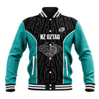 Custom New Zealand Stingray Oztag Baseball Jacket Tag Rugby Maori Pattern Black Version