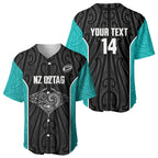Custom New Zealand Stingray Oztag Baseball Jersey Tag Rugby Maori Pattern Black Version
