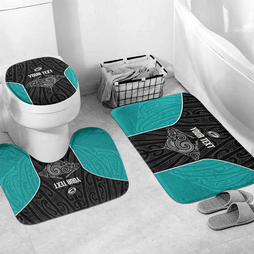 Custom New Zealand Stingray Oztag Bathroom Set Tag Rugby Maori Pattern Black Version