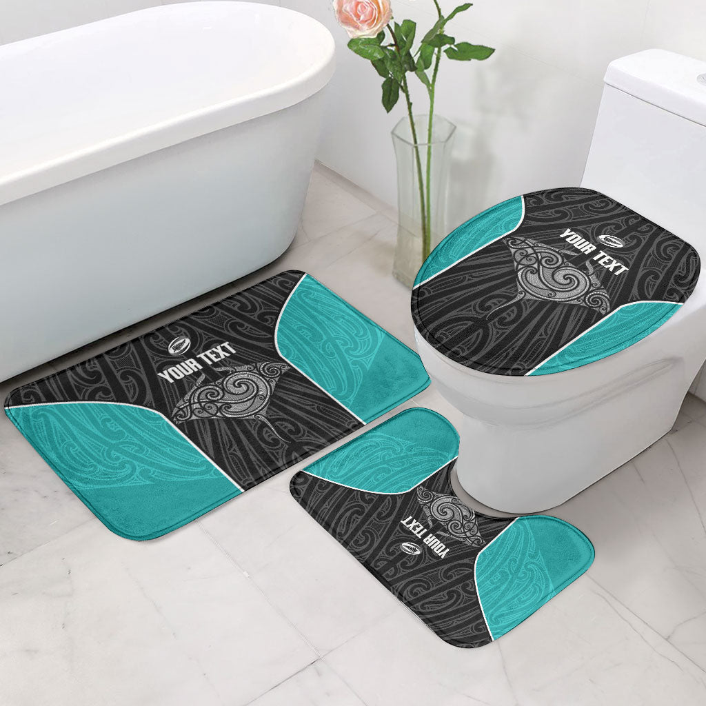 Custom New Zealand Stingray Oztag Bathroom Set Tag Rugby Maori Pattern Black Version