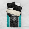 Custom New Zealand Stingray Oztag Bedding Set Tag Rugby Maori Pattern Black Version