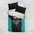 Custom New Zealand Stingray Oztag Bedding Set Tag Rugby Maori Pattern Black Version