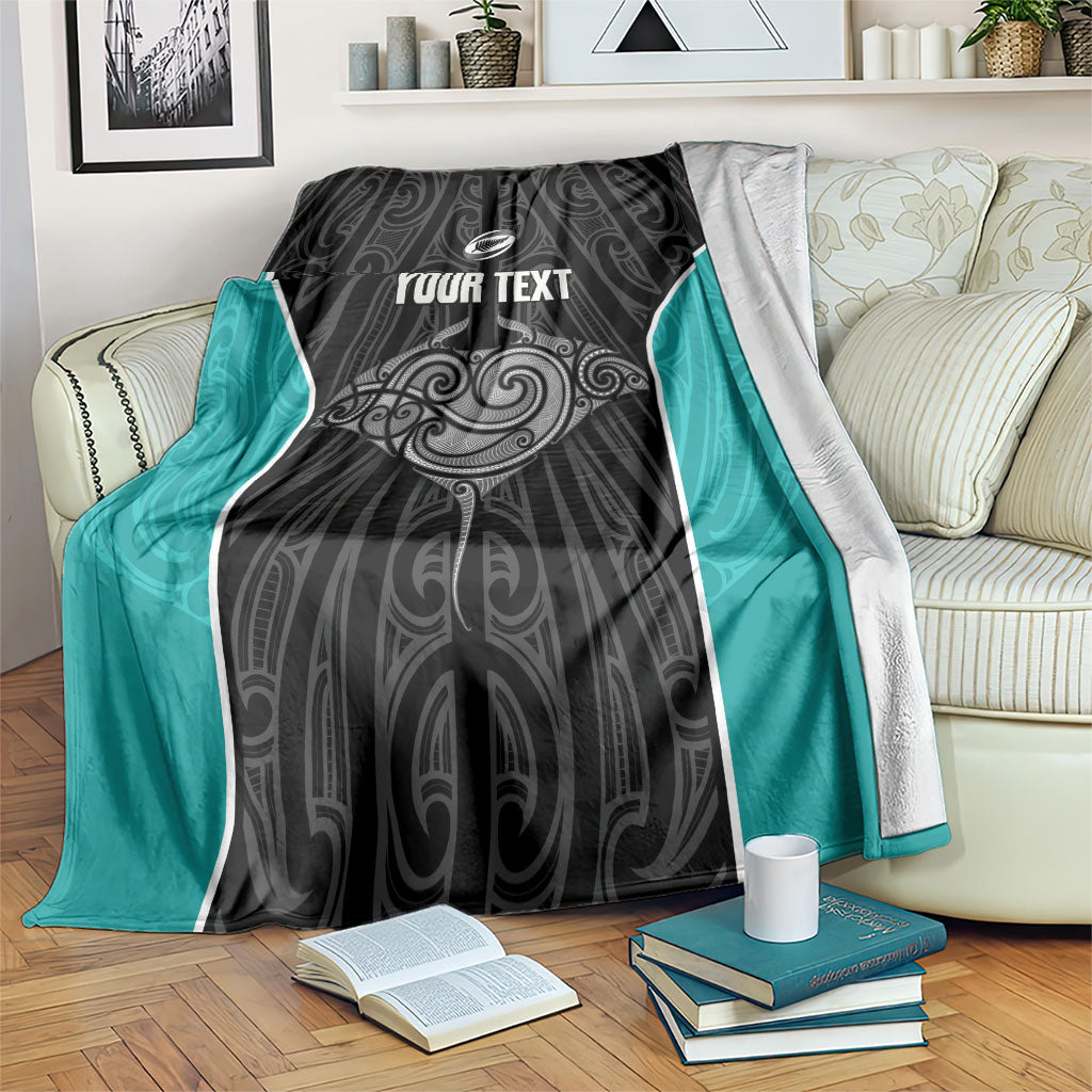 Custom New Zealand Stingray Oztag Blanket Tag Rugby Maori Pattern Black Version