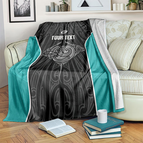 Custom New Zealand Stingray Oztag Blanket Tag Rugby Maori Pattern Black Version