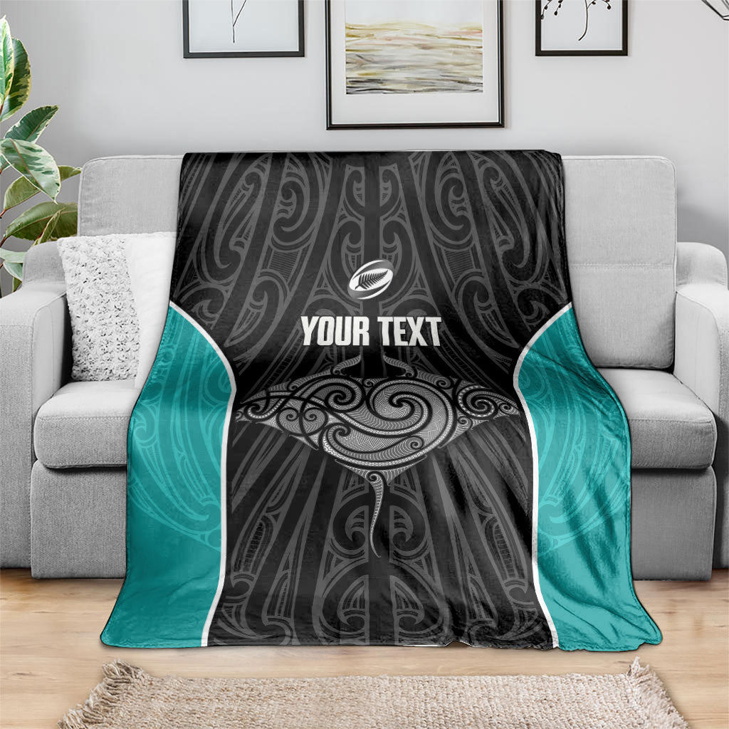 Custom New Zealand Stingray Oztag Blanket Tag Rugby Maori Pattern Black Version