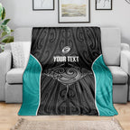 Custom New Zealand Stingray Oztag Blanket Tag Rugby Maori Pattern Black Version