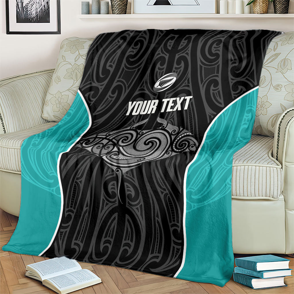 Custom New Zealand Stingray Oztag Blanket Tag Rugby Maori Pattern Black Version