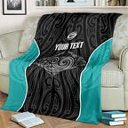 Custom New Zealand Stingray Oztag Blanket Tag Rugby Maori Pattern Black Version