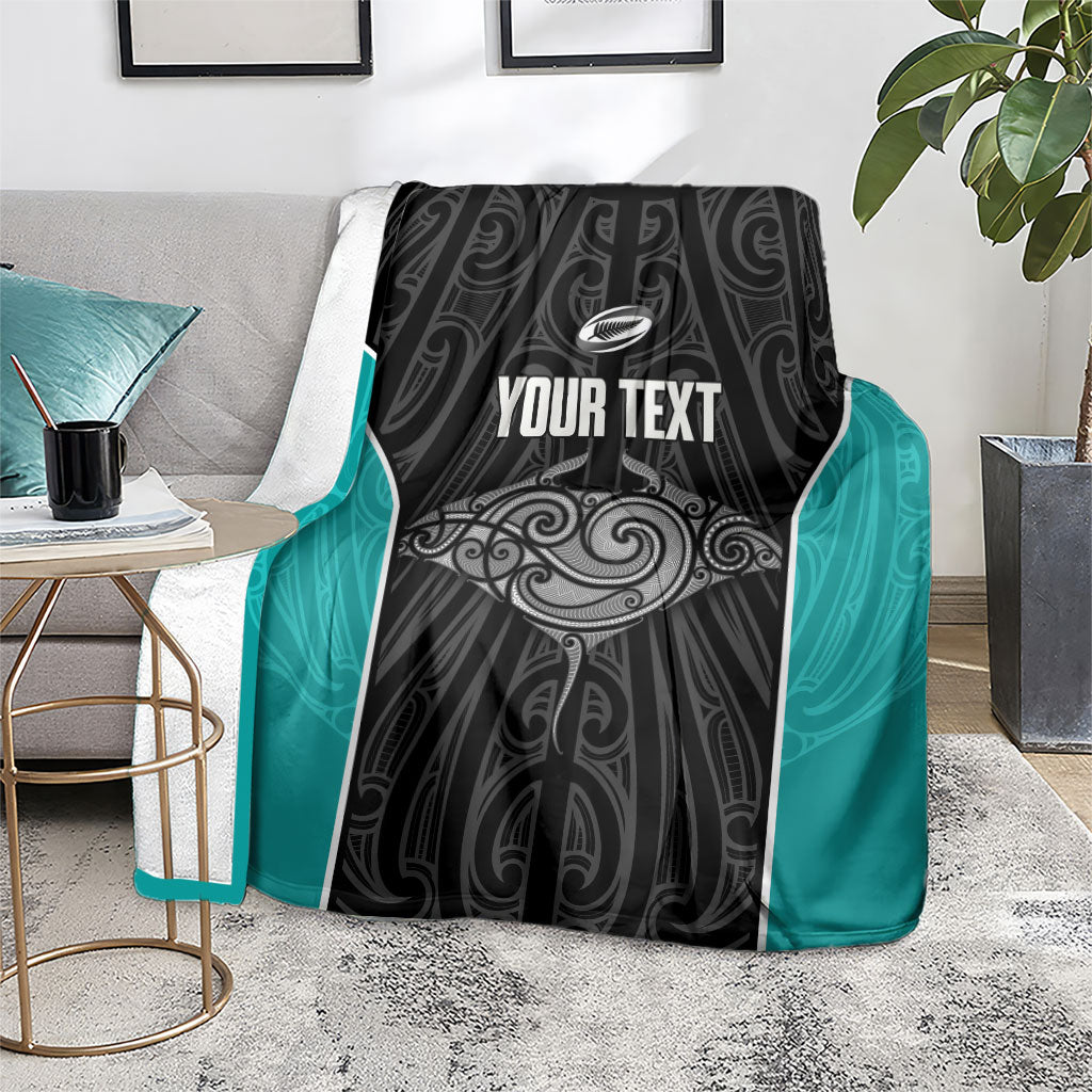 Custom New Zealand Stingray Oztag Blanket Tag Rugby Maori Pattern Black Version