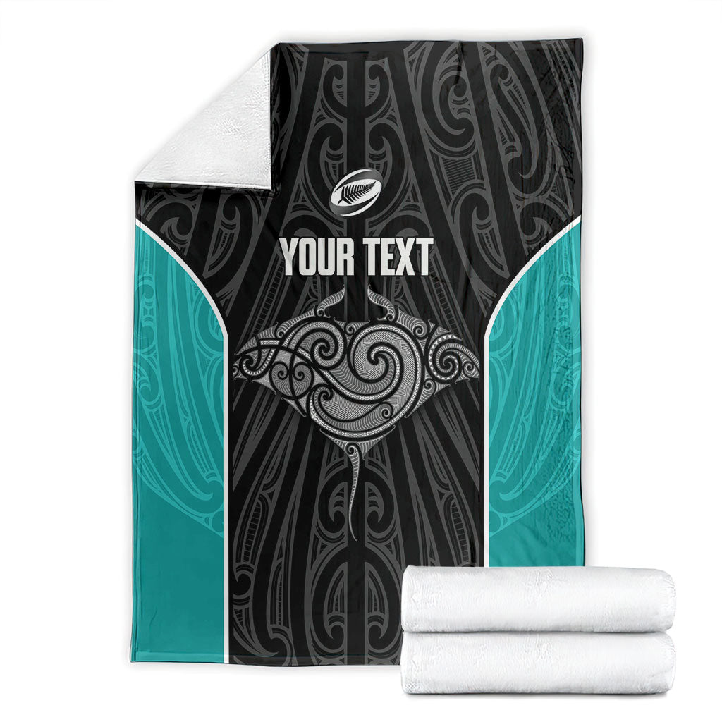 Custom New Zealand Stingray Oztag Blanket Tag Rugby Maori Pattern Black Version