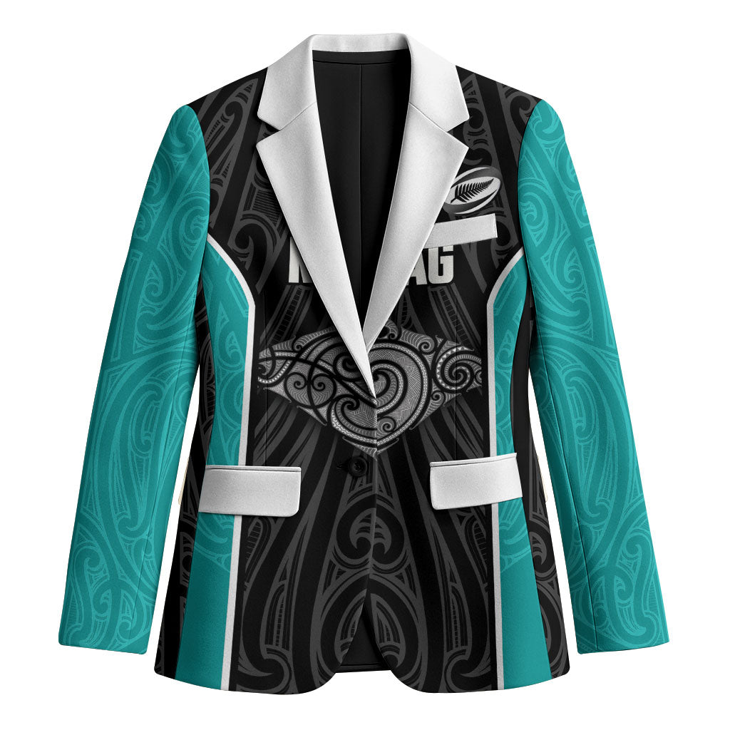 Custom New Zealand Stingray Oztag Blazer Tag Rugby Maori Pattern Black Version