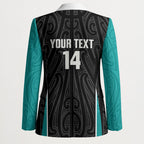 Custom New Zealand Stingray Oztag Blazer Tag Rugby Maori Pattern Black Version