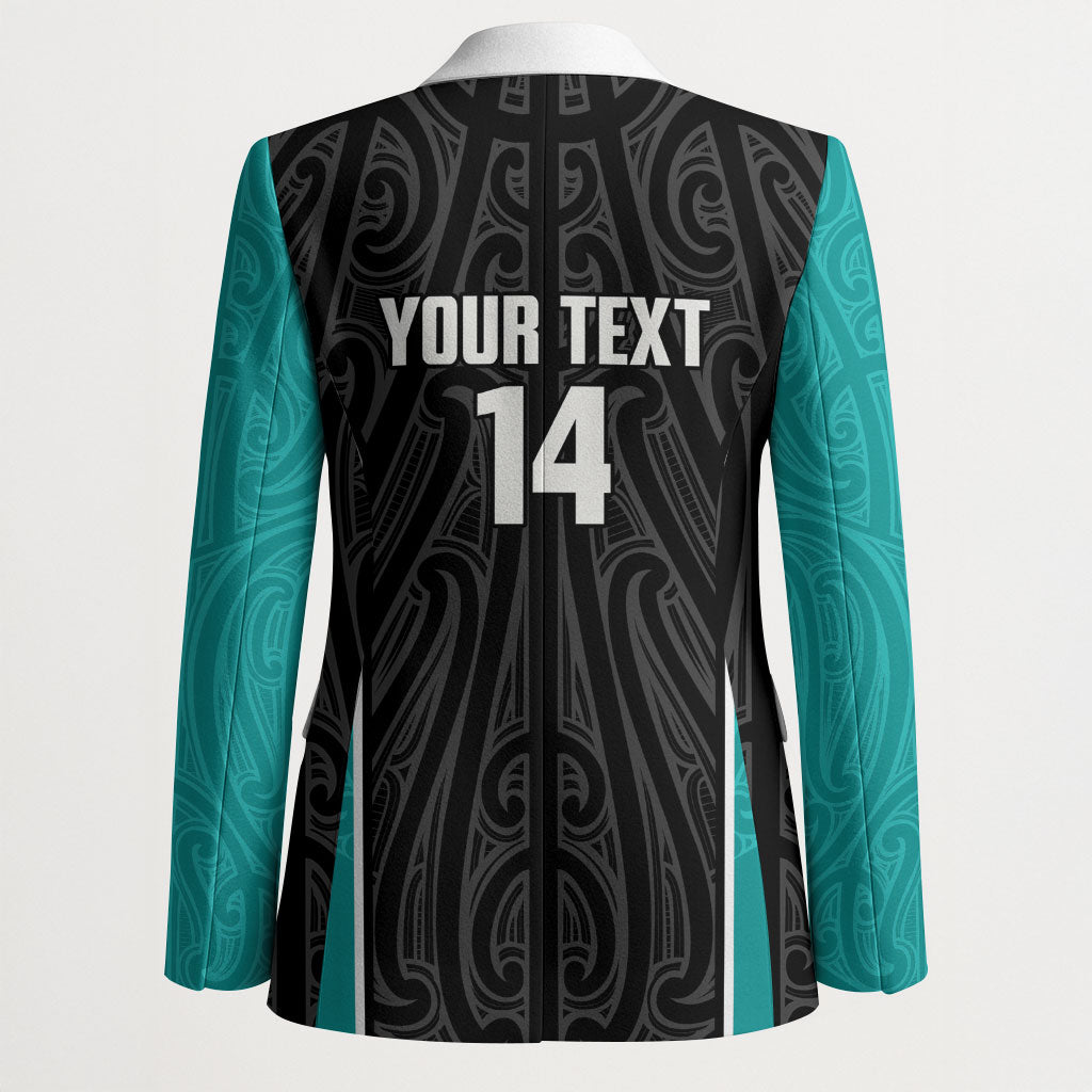 Custom New Zealand Stingray Oztag Blazer Tag Rugby Maori Pattern Black Version