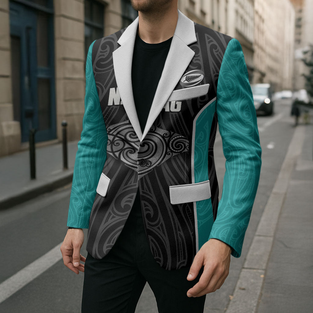Custom New Zealand Stingray Oztag Blazer Tag Rugby Maori Pattern Black Version