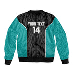 Custom New Zealand Stingray Oztag Bomber Jacket Tag Rugby Maori Pattern Black Version