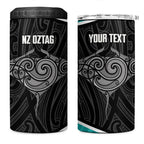 Custom New Zealand Stingray Oztag 4 in 1 Can Cooler Tumbler Tag Rugby Maori Pattern Black Version