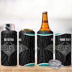 Custom New Zealand Stingray Oztag 4 in 1 Can Cooler Tumbler Tag Rugby Maori Pattern Black Version