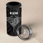 Custom New Zealand Stingray Oztag 4 in 1 Can Cooler Tumbler Tag Rugby Maori Pattern Black Version