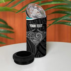 Custom New Zealand Stingray Oztag 4 in 1 Can Cooler Tumbler Tag Rugby Maori Pattern Black Version
