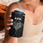 Custom New Zealand Stingray Oztag 4 in 1 Can Cooler Tumbler Tag Rugby Maori Pattern Black Version