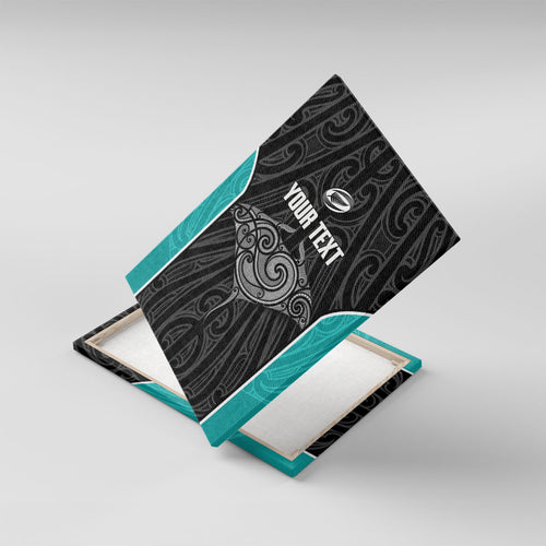 Custom New Zealand Stingray Oztag Canvas Wall Art Tag Rugby Maori Pattern Black Version