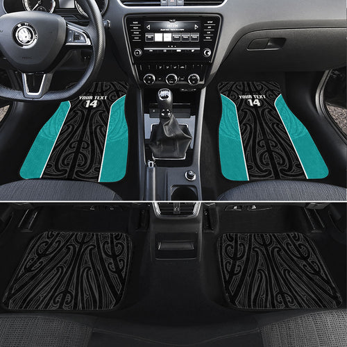 Custom New Zealand Stingray Oztag Car Mats Tag Rugby Maori Pattern Black Version