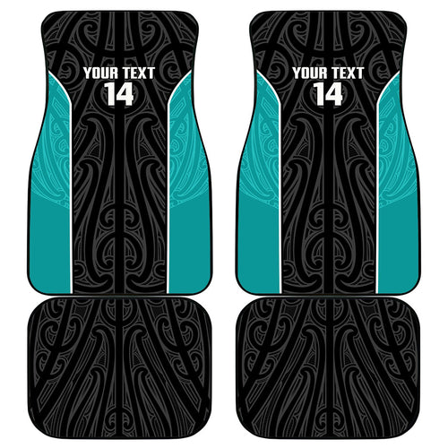 Custom New Zealand Stingray Oztag Car Mats Tag Rugby Maori Pattern Black Version