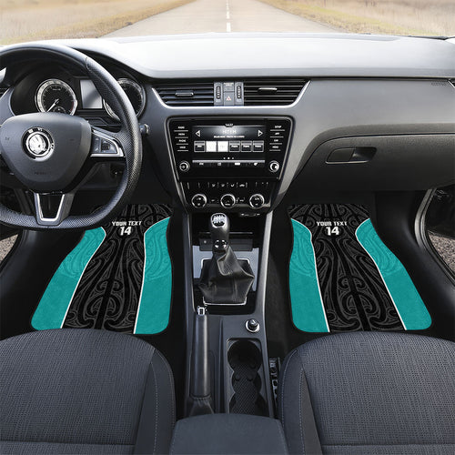 Custom New Zealand Stingray Oztag Car Mats Tag Rugby Maori Pattern Black Version