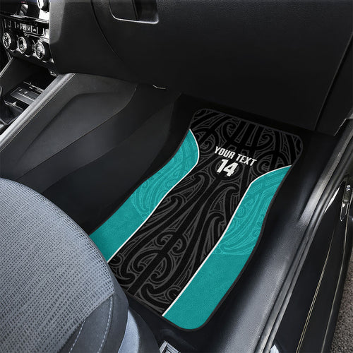 Custom New Zealand Stingray Oztag Car Mats Tag Rugby Maori Pattern Black Version
