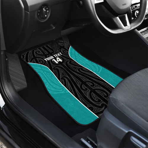 Custom New Zealand Stingray Oztag Car Mats Tag Rugby Maori Pattern Black Version