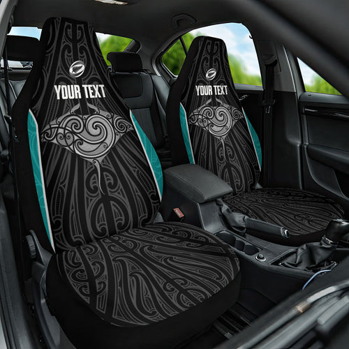 Custom New Zealand Stingray Oztag Car Seat Cover Tag Rugby Maori Pattern Black Version