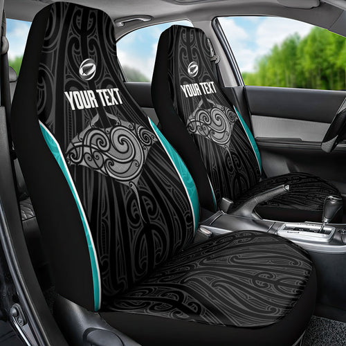 Custom New Zealand Stingray Oztag Car Seat Cover Tag Rugby Maori Pattern Black Version