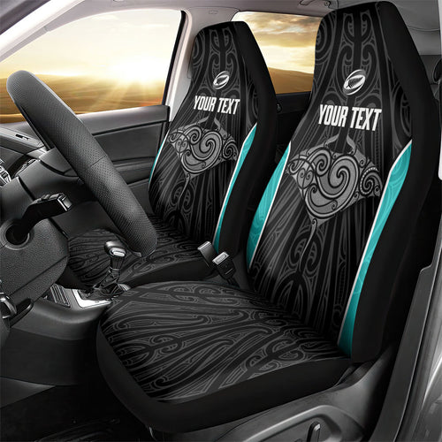 Custom New Zealand Stingray Oztag Car Seat Cover Tag Rugby Maori Pattern Black Version