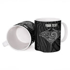 Custom New Zealand Stingray Oztag Ceramic Mug Tag Rugby Maori Pattern Black Version