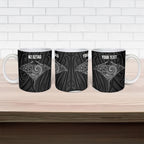 Custom New Zealand Stingray Oztag Ceramic Mug Tag Rugby Maori Pattern Black Version