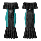 Custom New Zealand Stingray Oztag Couples Matching Mermaid Dress and Hawaiian Shirt Tag Rugby Maori Pattern Black Version
