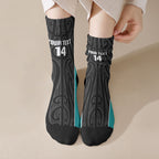 Custom New Zealand Stingray Oztag Crew Socks Tag Rugby Maori Pattern Black Version