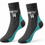 Custom New Zealand Stingray Oztag Crew Socks Tag Rugby Maori Pattern Black Version