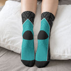 Custom New Zealand Stingray Oztag Crew Socks Tag Rugby Maori Pattern Black Version