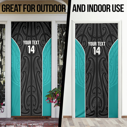 Custom New Zealand Stingray Oztag Door Cover Tag Rugby Maori Pattern Black Version
