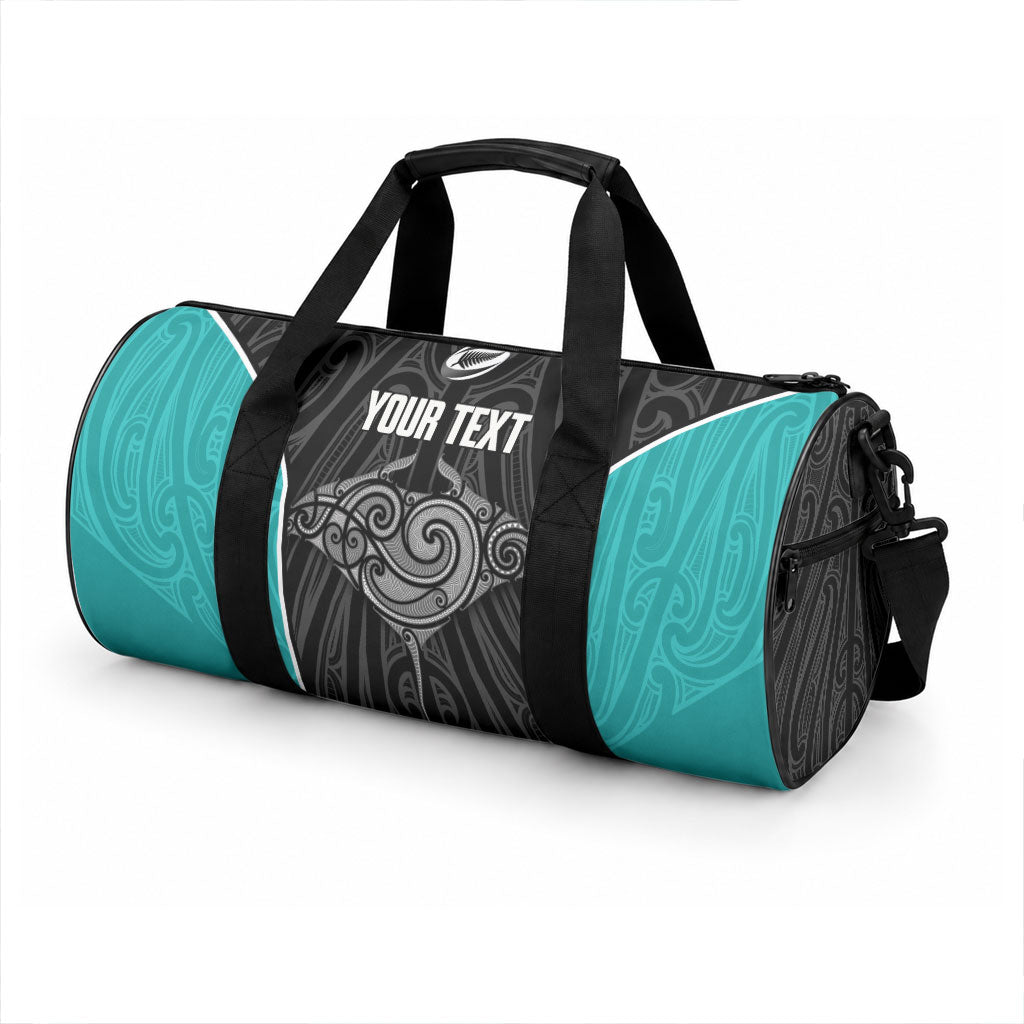 Custom New Zealand Stingray Oztag Duffle Bag Tag Rugby Maori Pattern Black Version