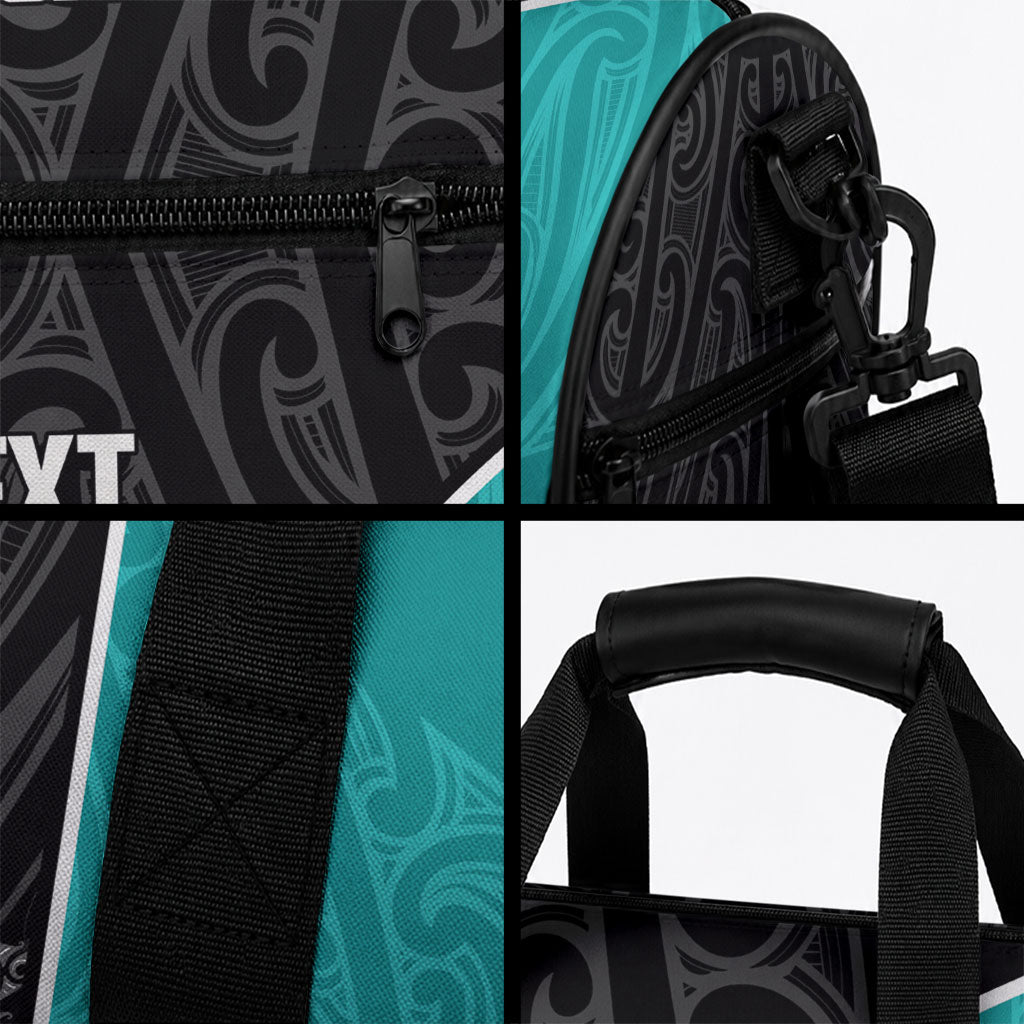 Custom New Zealand Stingray Oztag Duffle Bag Tag Rugby Maori Pattern Black Version