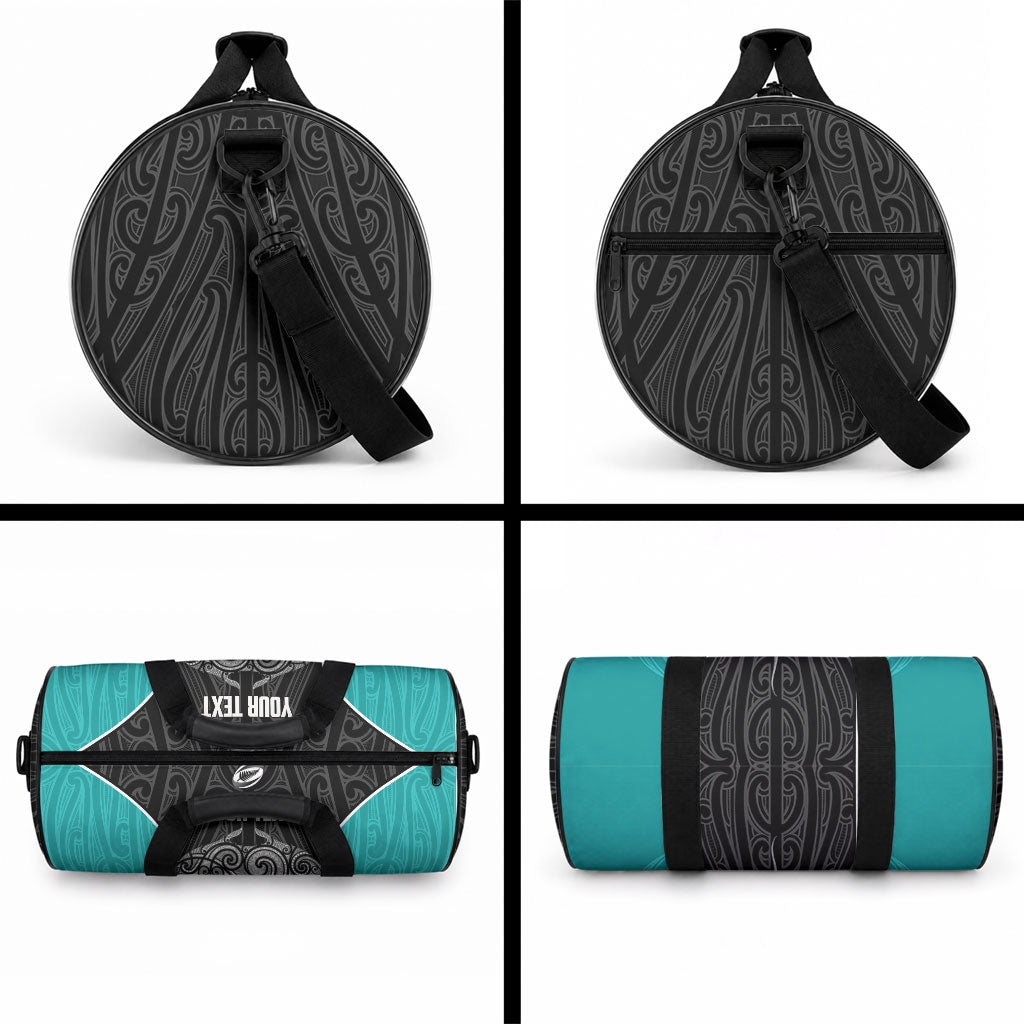 Custom New Zealand Stingray Oztag Duffle Bag Tag Rugby Maori Pattern Black Version