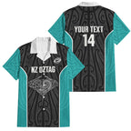 Custom New Zealand Stingray Oztag Family Matching Summer Maxi Dress and Hawaiian Shirt Tag Rugby Maori Pattern Black Version
