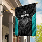 Custom New Zealand Stingray Oztag Garden Flag Tag Rugby Maori Pattern Black Version