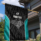 Custom New Zealand Stingray Oztag Garden Flag Tag Rugby Maori Pattern Black Version