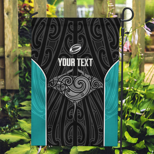 Custom New Zealand Stingray Oztag Garden Flag Tag Rugby Maori Pattern Black Version